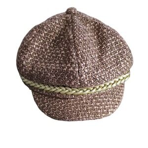 Charming Charlie Vintage-Style Tweed Newsboy Cap with Gold Braided Trim